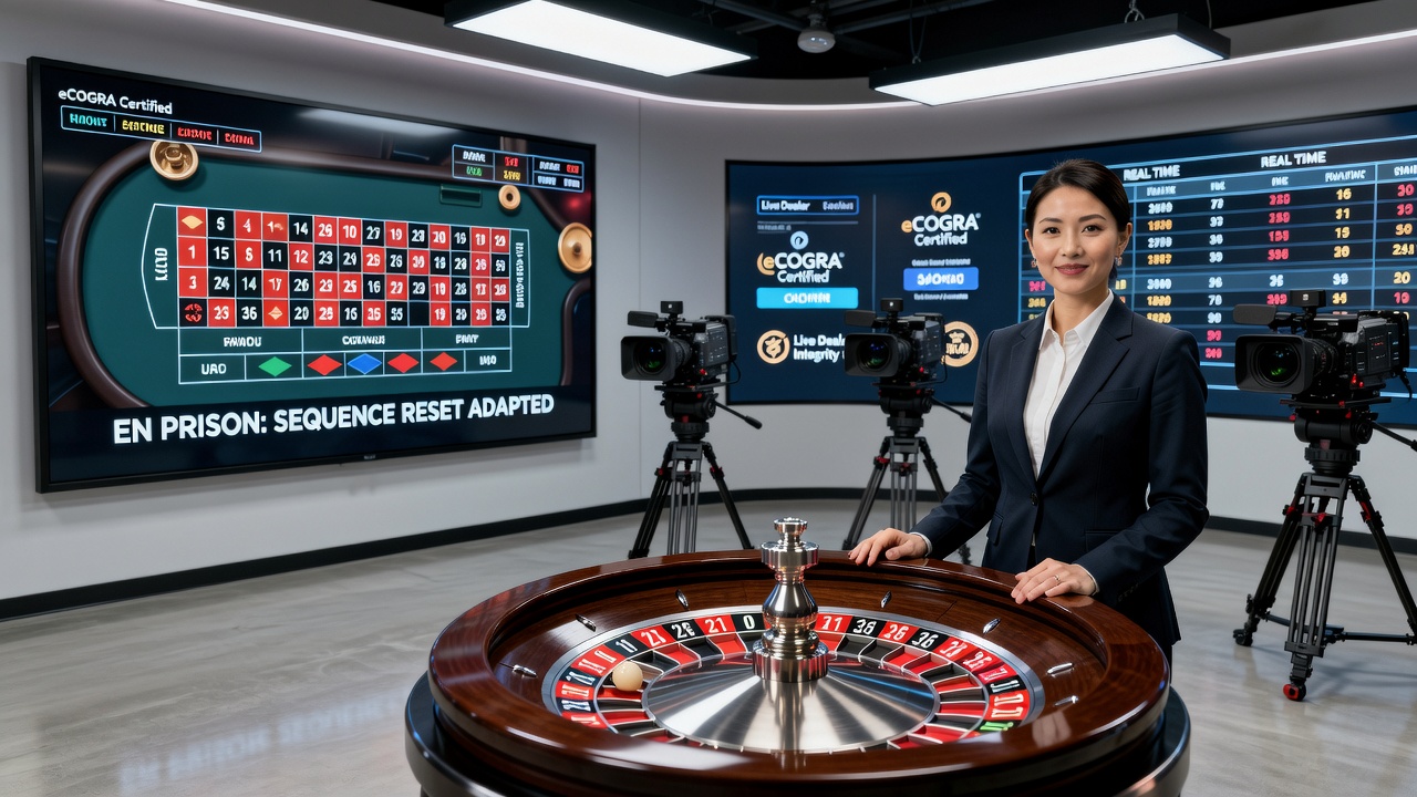 Split-screen view of sequence reset dashboard and live dealer wheel during en prison activation