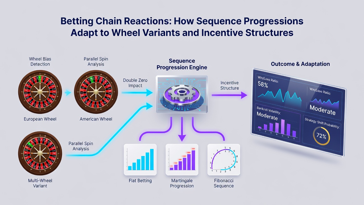 Incentive structure diagrams illustrating how bonus credits interact with progression chains on different roulette variants
