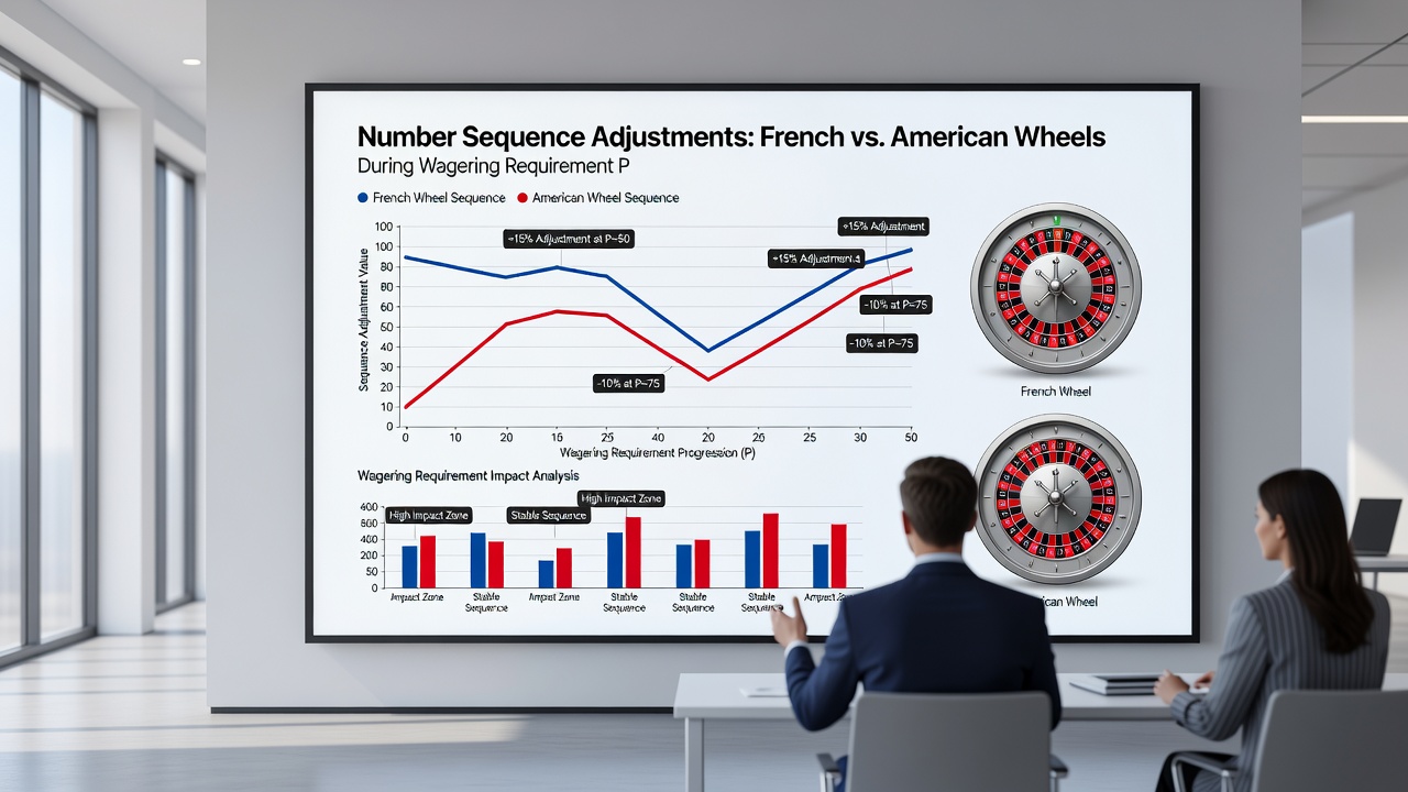 Chart illustrating sequence recalibration examples for French versus American roulette during bonus play