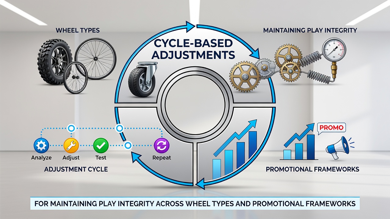 Illustration of promotional bonus cycles synchronized with roulette wheel rotations and adjustment points