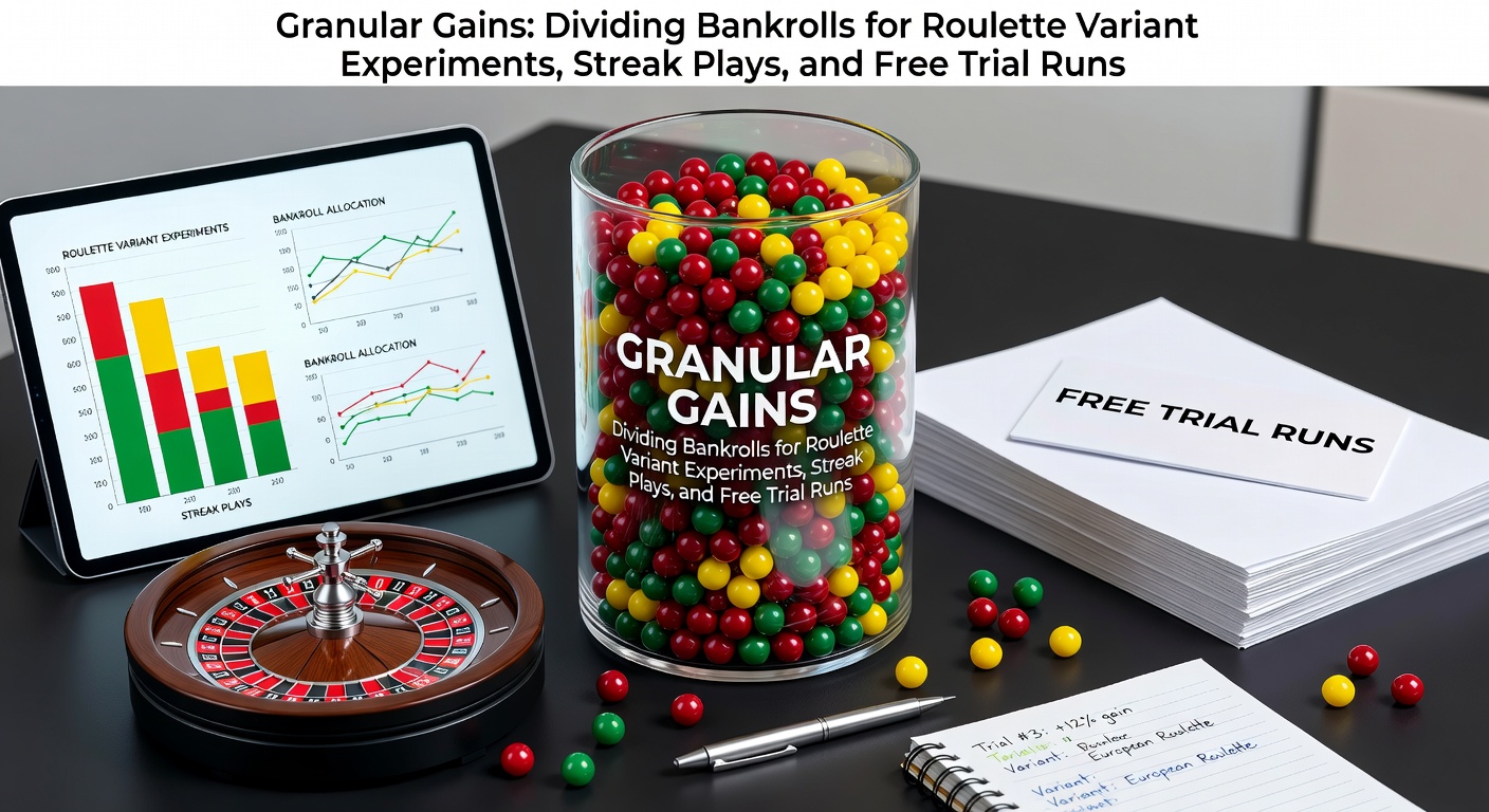 Illustration of a divided bankroll chart showing segments for roulette variants, streaks, and free trials, with colorful pie slices representing precise allocations