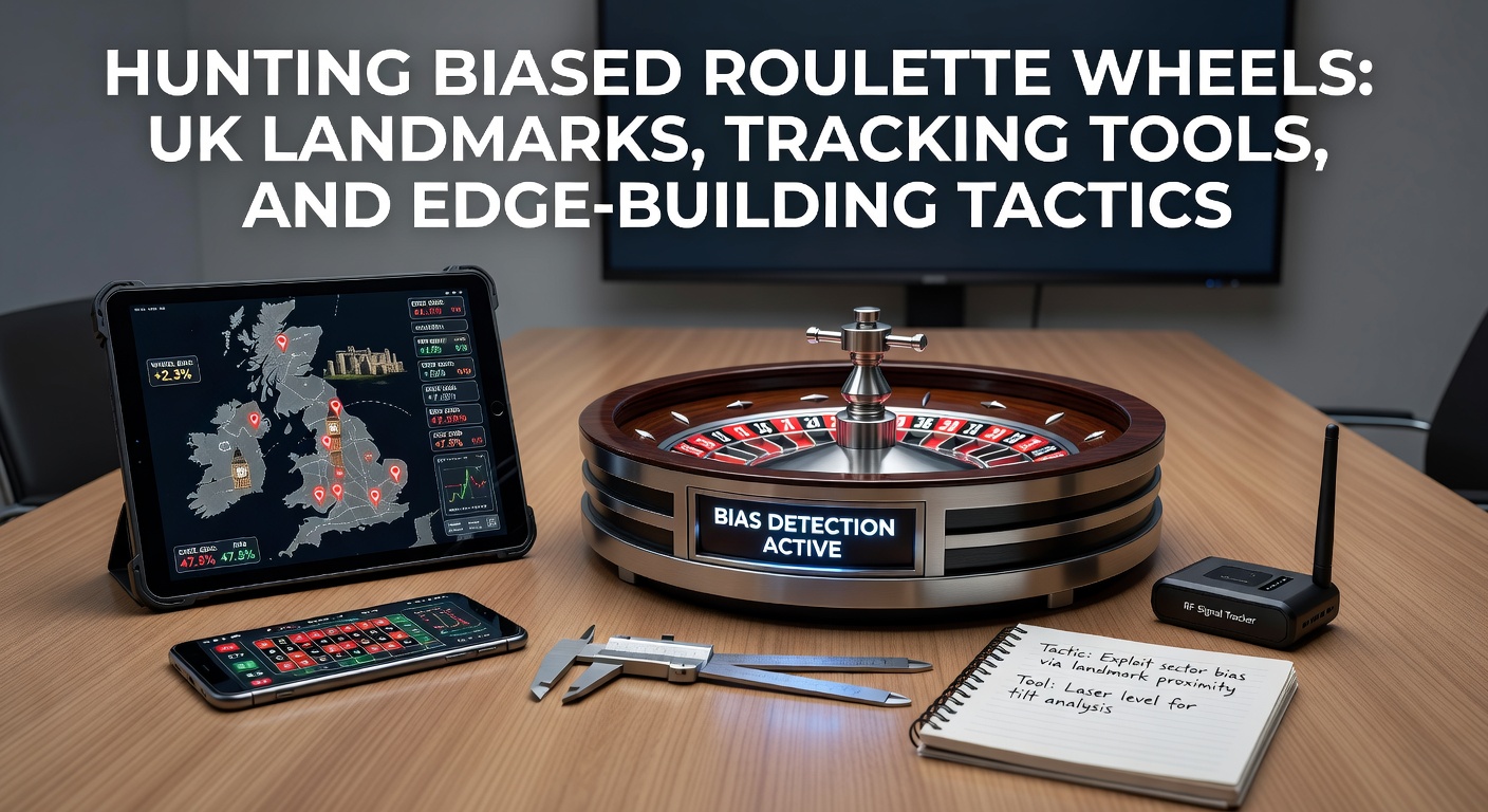 Vintage roulette wheel showing signs of wear and tilt, a classic setup in historic UK casinos where bias hunters have made their mark