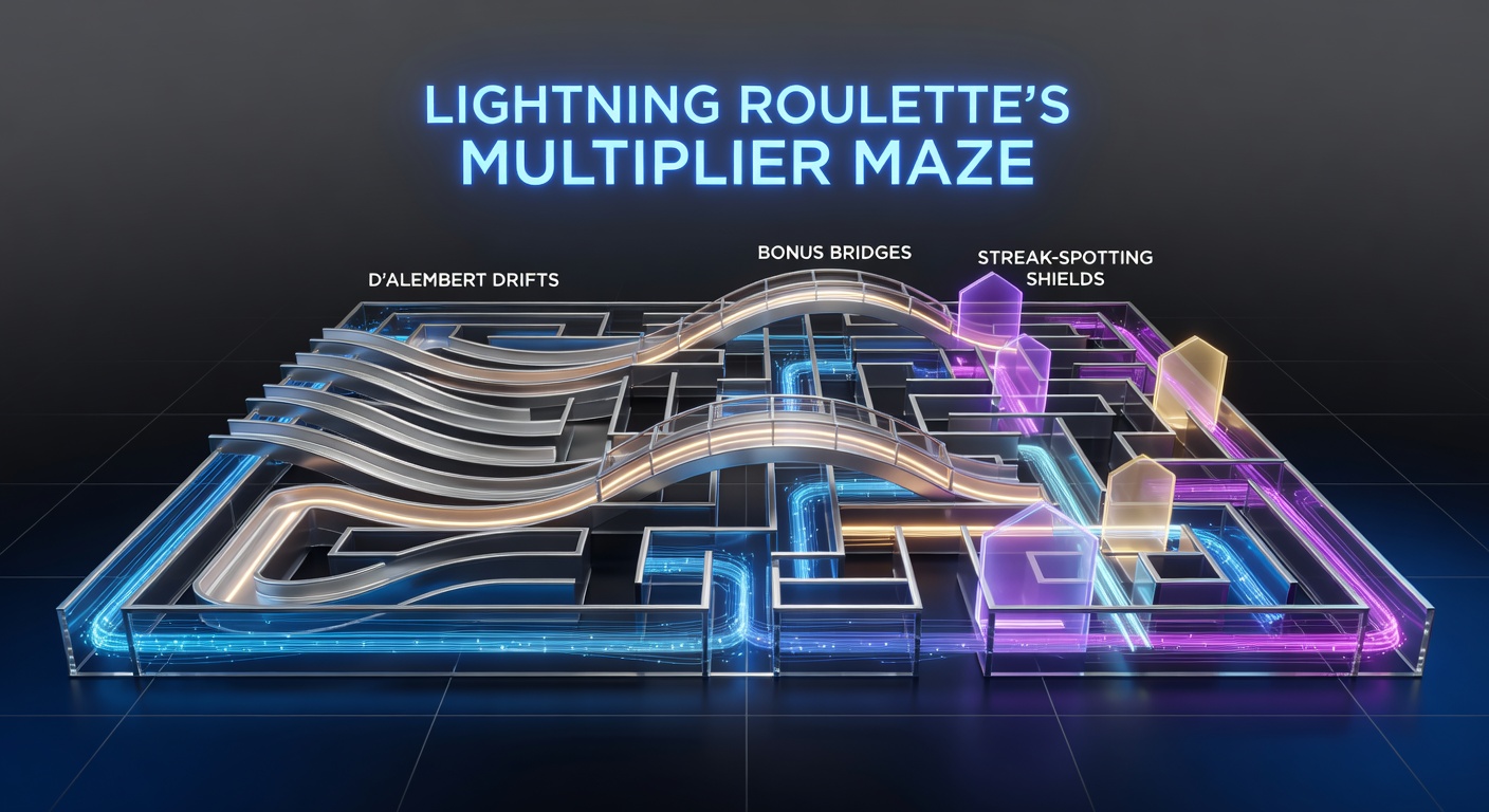 Close-up of a D'Alembert betting progression chart overlaid on a Lightning Roulette multiplier strike, showing drifts and streak shields in a live game scenario