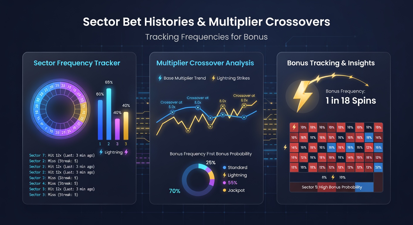 Detailed view of Lightning Roulette multiplier overlay on a tracked sector bet with frequency statistics displayed