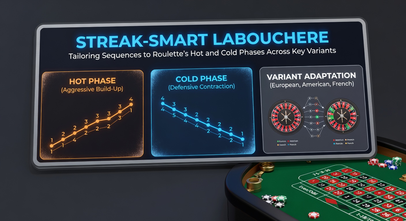 Visual representation of a Labouchere betting sequence dynamically adjusting during a hot streak on a European roulette wheel