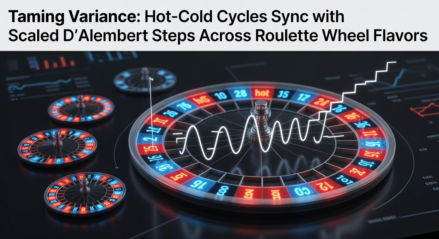 Graph showing hot-cold streak patterns overlaid with D'Alembert progression lines on a roulette wheel simulation