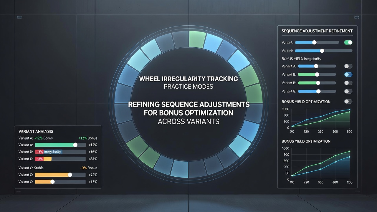 Roulette wheel deviation analysis displayed on a practice mode dashboard with sequence adjustment tools